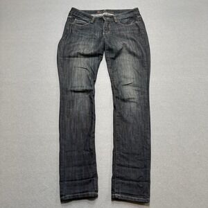 Guess Marina Jeans Women's 29 Black Dark Wash Low Rise Straight Leg Whiskered